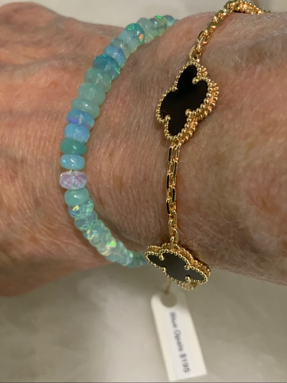 Blue Opal Faceted Bead Bracelet